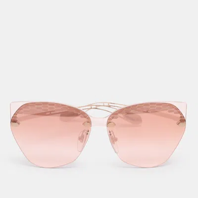 Pre-owned Bvlgari Pink Rose Gold Tone Metal 6107 Scalesbeat Serpenti Sunglasses