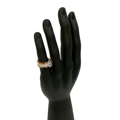 Pre-owned Bvlgari Pink White Pink Gold (18k) Ceramic Band Ring () In Multi