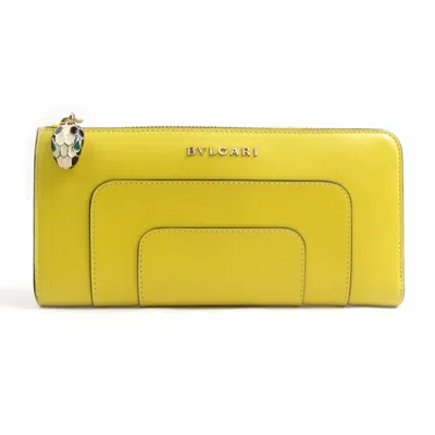 Pre-owned Bvlgari Pink Yellow Leather Long Wallet (bi-fold) ()