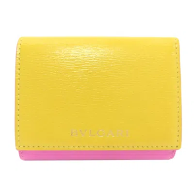 Pre-owned Bvlgari Pink Yellow Leather Wallet (bi-fold) ()