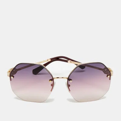 Pre-owned Bvlgari Pink/purple Gradient 6122-b Half Rim Geometric Sunglasses