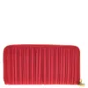 Bvlgari Plisse Monete Leather Zip Around Wallet In Red