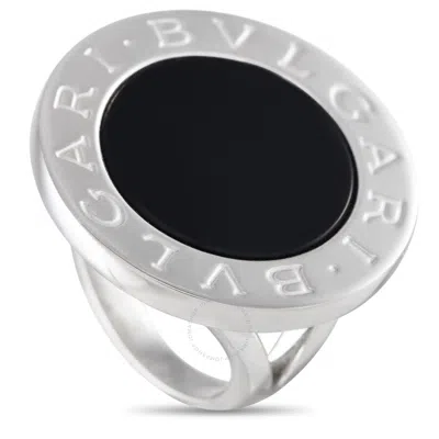 Bvlgari 18k White Gold Onyx Ring In Metallic