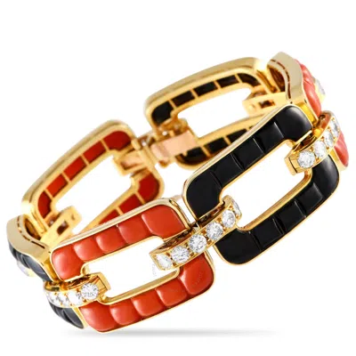 Bvlgari 18k Yellow Gold 5.50 Ct Diamond And Coral Bracelet Bv34 052024 In Multi