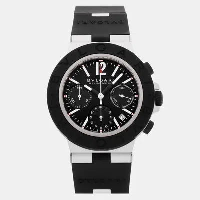 Pre-owned Bvlgari Aluminium Chronograph Men's Watch 41 Mm In Black