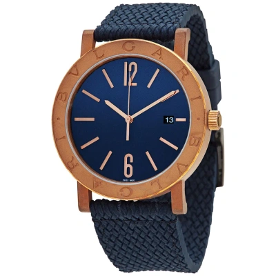 Bvlgari Automatic Blue Dial Men's Watch 103132 In Blue / Bronze