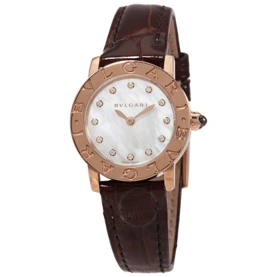 Bvlgari White Mother Of Pearl Diamond Dial Ladies Watch 102751 In Brown / Gold / Mother Of Pearl / Rose / Rose Gold / White