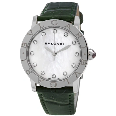 Bvlgari Automatic Diamond White Mother Of Pearl Dial Ladies Watch 102746 In Green / Mother Of Pearl / Pink / White