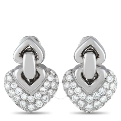 Bvlgari Doppio Cuore 18k White Gold 2.25 Ct Diamond Earrings In Multi-color
