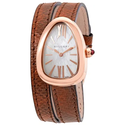 Bvlgari Serpenti White Mother Of Pearl Dial Ladies Watch 102919 In Brown / Gold / Gold Tone / Mother Of Pearl / Pink / Rose / Rose Gold / Rose Gold Tone / White
