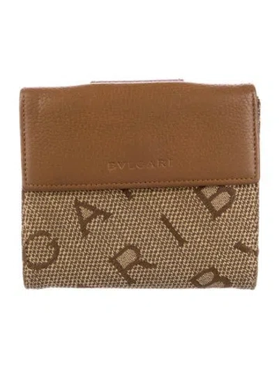 Pre-owned Bvlgari Printed Compact Wallet In Brown