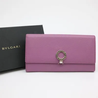 Pre-owned Bvlgari Purple Leather Long Wallet (bi-fold) ()