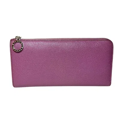 Pre-owned Bvlgari Purple Leather Long Wallet (bi-fold) ()