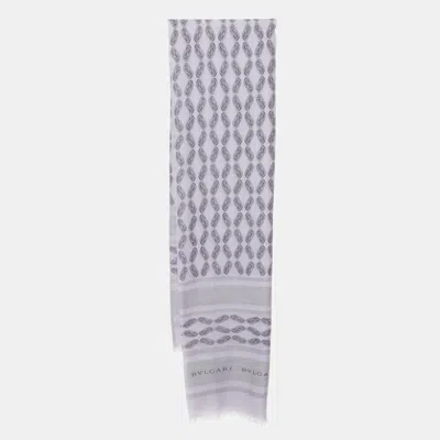 Pre-owned Bvlgari Purple Printed Wool And Silk Scarf
