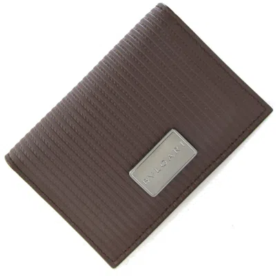 Pre-owned Bvlgari Pvc Leather Business Card Case () In Brown