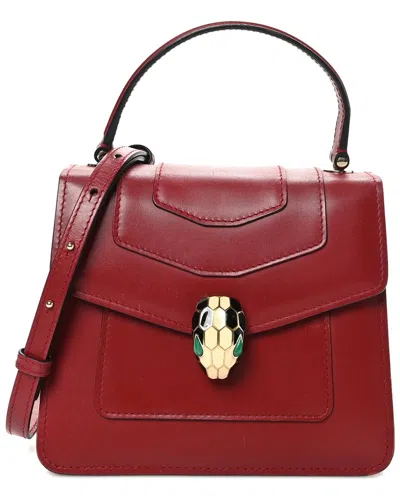 Bvlgari Red Calfskin Leather Serpenti Forever Top Handle Red (authentic Pre-  Loved)