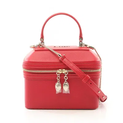 Pre-owned Bvlgari Red Color Leather Handbag Vanity Bag ()