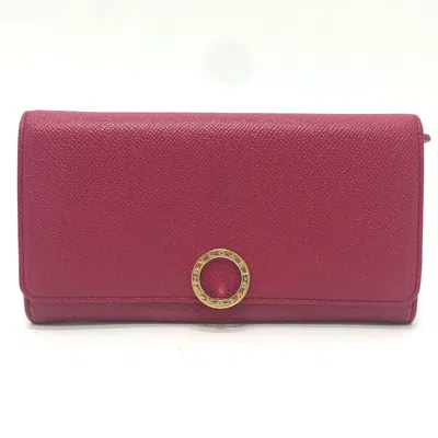 Pre-owned Bvlgari Red Color Leather Wallet (bi-fold) ()