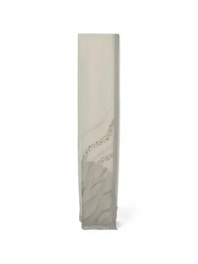 Pre-owned Bvlgari Rhinestone-embellished Silk Scarf In White