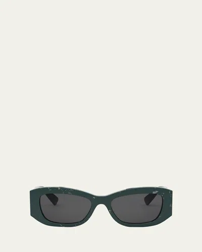 Bvlgari Roma Rectangle Sunglasses In Dark Greenother Smoke