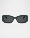 Bvlgari Roma Rectangle Sunglasses In Dark Greenother Smoke