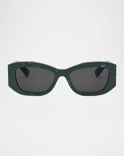 Bvlgari Roma Rectangle Sunglasses In Dark Greenother Smoke