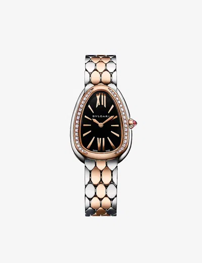 Bvlgari Rose Gold 103450 Serpenti Seduttori 18ct Rose-gold, Stainless-steel And Diamond Quartz Watch