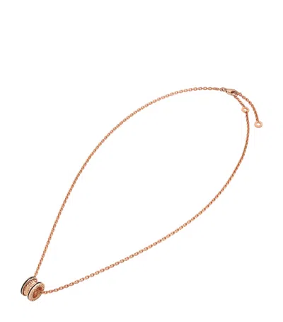 Bvlgari Rose Gold And Ceramic B. Zero1 Necklace In White