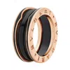 Bvlgari Rose Gold And Black Ceramic B. Zero1 Two-band Ring In Pink/rose Gold Tone/gold Tone