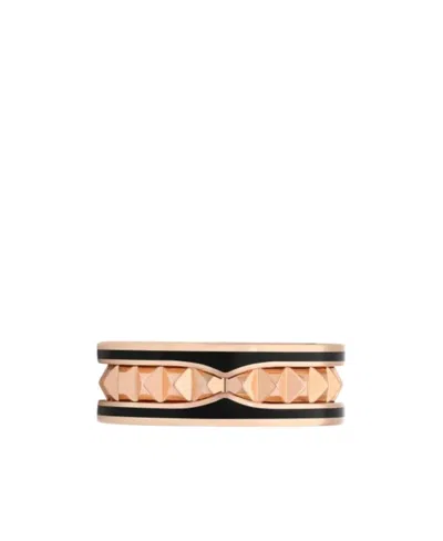 Bvlgari Rose Gold And Ceramic Rings In Yellow