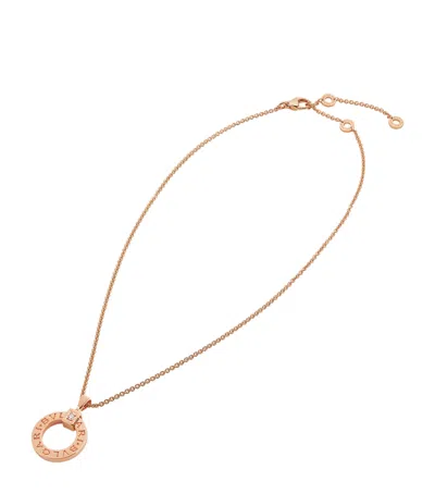 Bvlgari Rose Gold And Diamond   Necklace In Burgundy