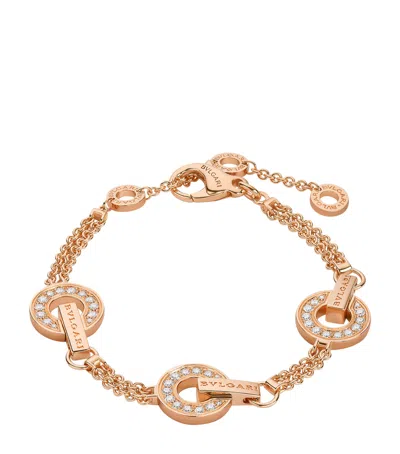 Bvlgari Rose Gold And Diamond   Openwork Bracelet