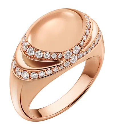 Bvlgari Rose Gold And Diamond Cabochon Ring