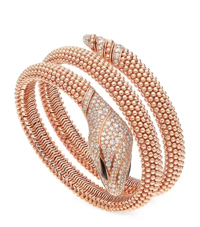 Bvlgari Rose Gold And Diamond Serpenti Pallini Cuff Bracelet