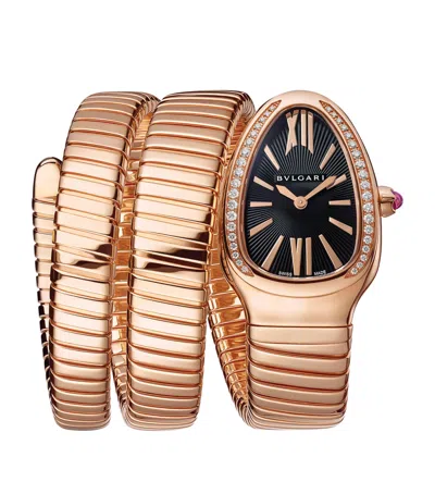 Bvlgari Rose Gold And Diamond Serpenti Tubogas Watch