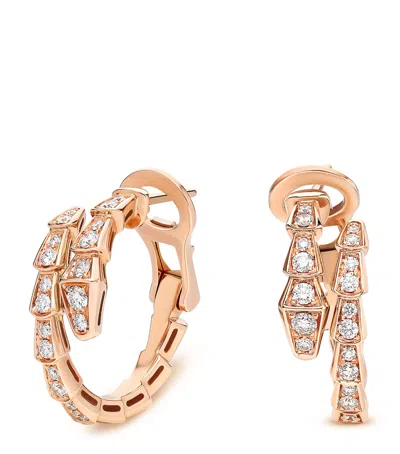 Bvlgari Rose Gold And Diamond Serpenti Viper Earrings