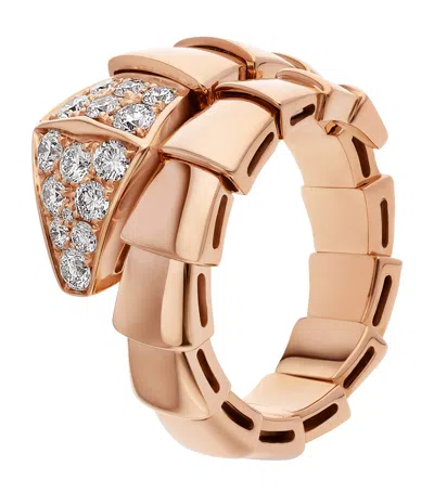 Bvlgari Rose Gold And Diamond Serpenti Viper Ring