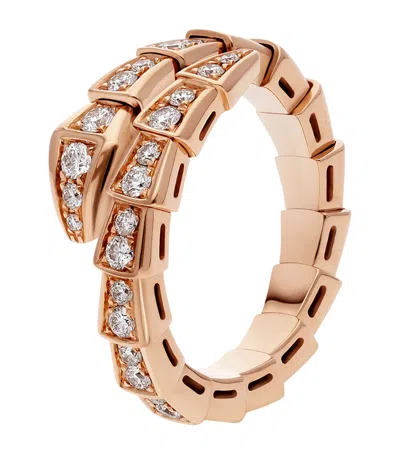 Bvlgari Rose Gold And Diamond Serpenti Viper Ring