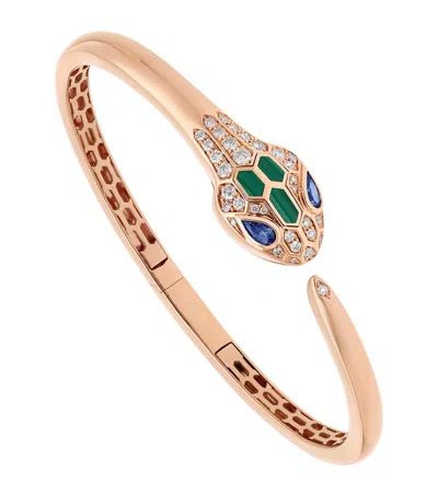 Bvlgari Rose Gold And Precious Stone Serpenti Bangle