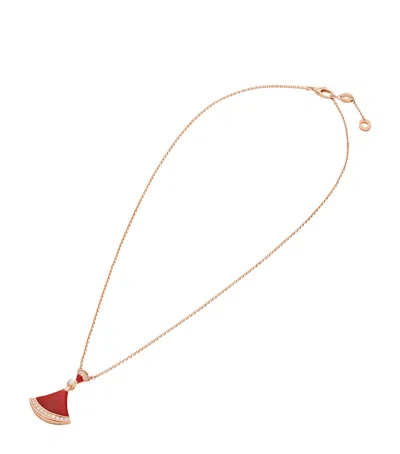 Bvlgari Rose Gold, Carnelian And Diamond Divas' Dream Necklace In Red