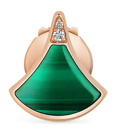 Bvlgari Rose Gold, Diamond And Malachite Divas' Dream Stud Earring