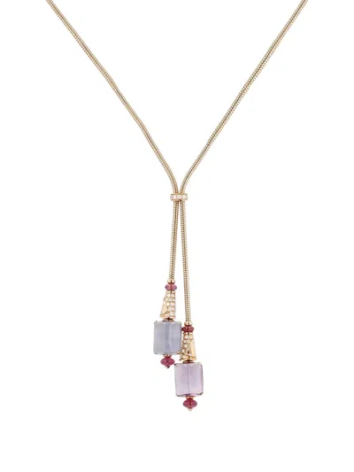 Pre-owned Bvlgari Rose Gold Diamond Chalcedony Amethyst Necklace