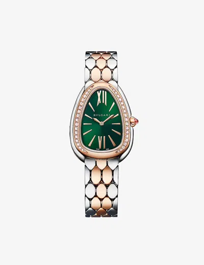 Bvlgari Rose Gold Sp33c4spgspgd Serpenti Seduttori 18ct Rose-gold, Stainless-steel And 0.39ct Brilliant-cut