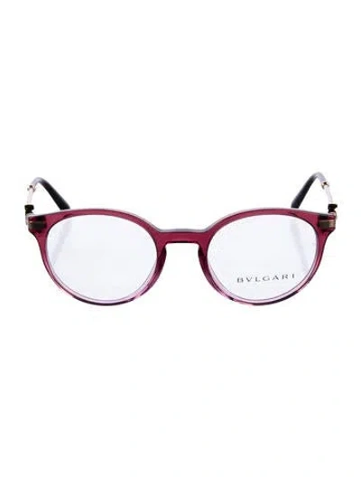Pre-owned Bvlgari Round Eyeglasses In Burgundy