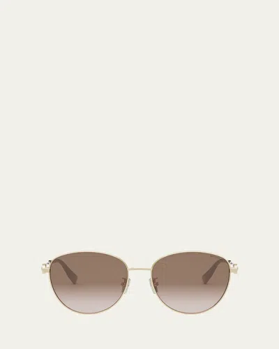 Bvlgari Round Metal & Nylon Sunglasses In Brown