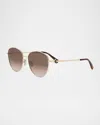 Bvlgari Round Metal & Nylon Sunglasses In Goldother Gradient Brown