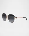 Bvlgari Round Metal & Nylon Sunglasses In Shiny Rose Gold Gradient Smoke