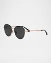 Bvlgari Round Metal & Nylon Sunglasses In Shiny Rose Gold Smoke