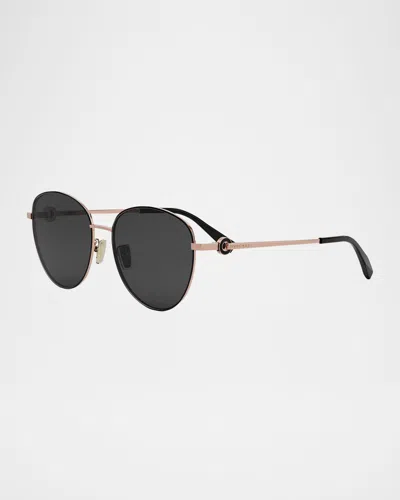Bvlgari Round Metal & Nylon Sunglasses In Shiny Rose Gold Smoke