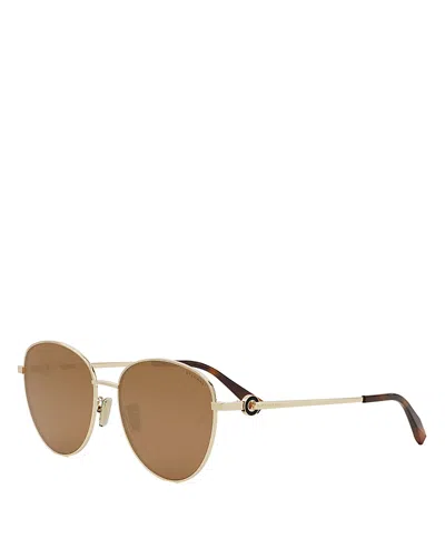 Bvlgari Round Sunglasses, 56mm In Gold/brown Mirrored